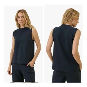 Sleeveless Mock Neck Tank Top - Midnight Blue